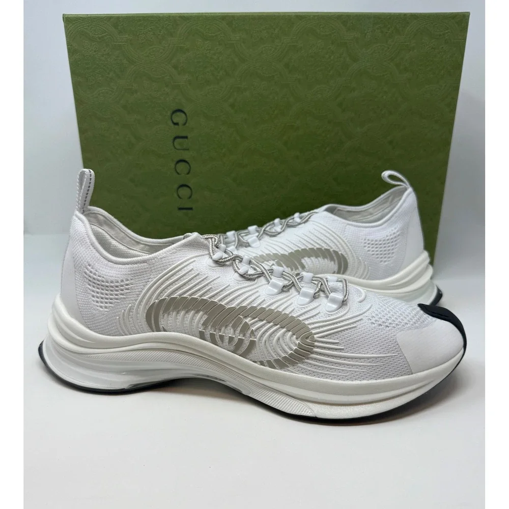 Gucci Run Sneaker White/Grey/Black Size 13 US 12 Gucci - Picture 1 of 6